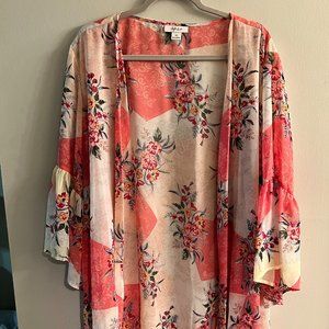 Pink Floral Kimono - XL